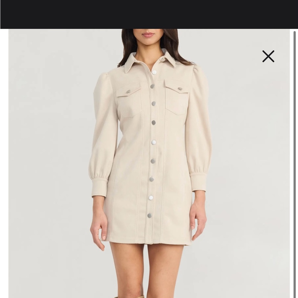 Faux Suede Mini Dress-cream- Size 8